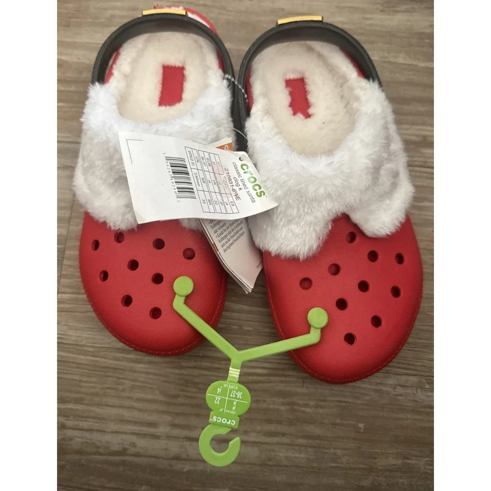 Crocs Classic Lined Santa Christmas Clogs Youth‎ cozy winter Children's 5